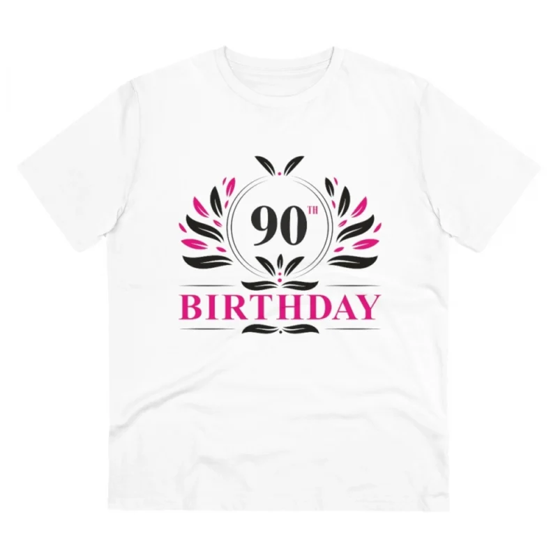 Men's PC Cotton 90th Birthday Printed T Shirt (Color: White, Thread Count: 180GSM)