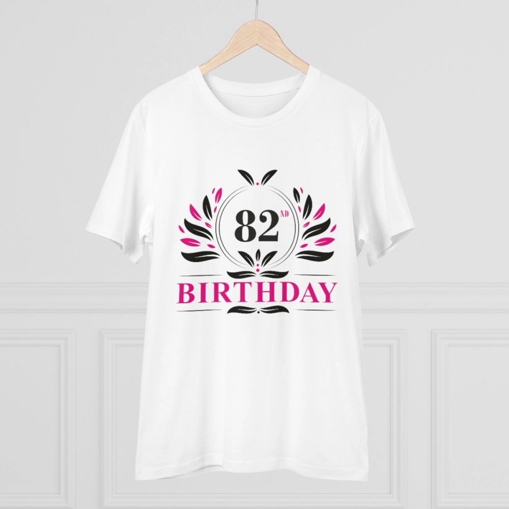 Men's PC Cotton 82nd Birthday Printed T Shirt (Color: White, Thread Count: 180GSM) - Image 5