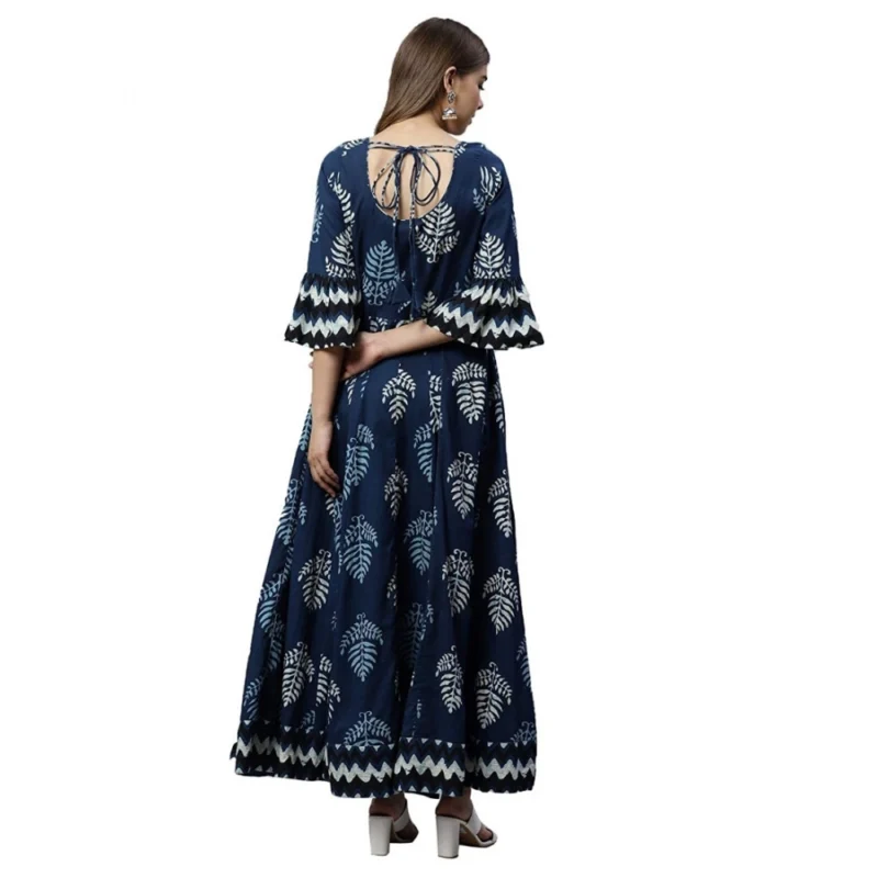 Alternative view of Women's Cotton  Printed Regular Kurti (Blue, Cotton )