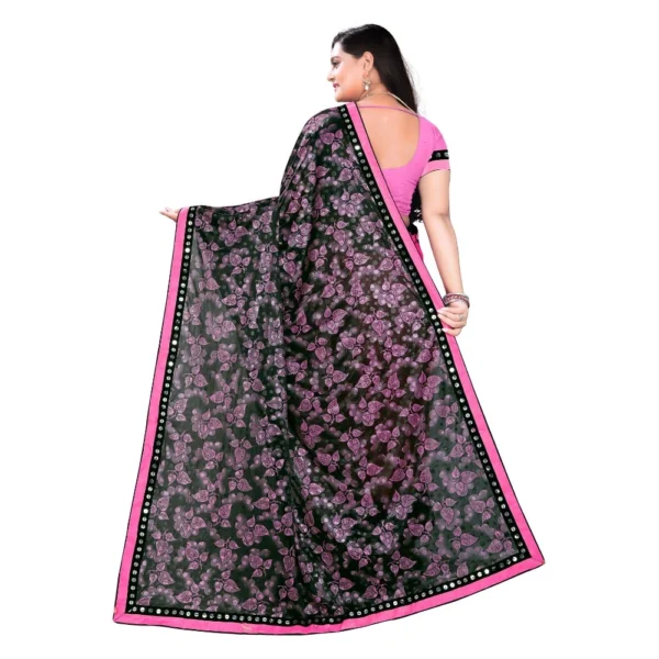 Women's Lycra Blend Saree with Blouse (Pink, 5-6 Mtrs) - Image 2