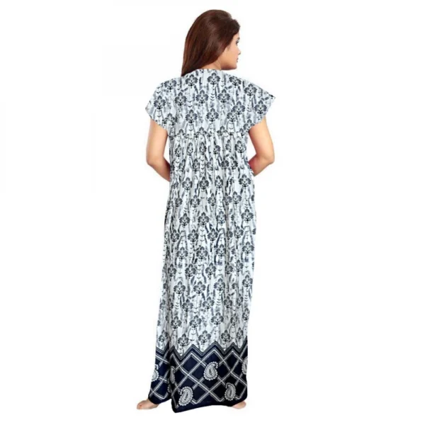Women's Cotton Printed Maxi Nighty (Navy Blue) - Image 3