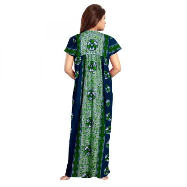 Generic Women's Cotton Printed Maxi Nighty (Green) - Image 2