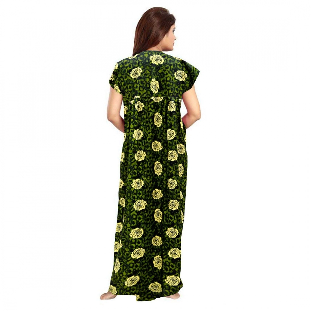 Women's Cotton Printed Maxi Nighty (Green) - Image 3