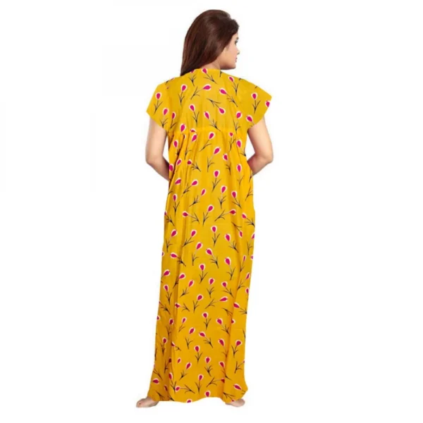 Generic Women's Cotton Printed Maxi Nighty (Yellow) - Image 2