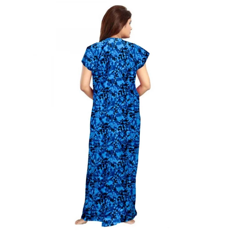 Alternative view of Women's Cotton Printed Maxi Nighty (Blue)