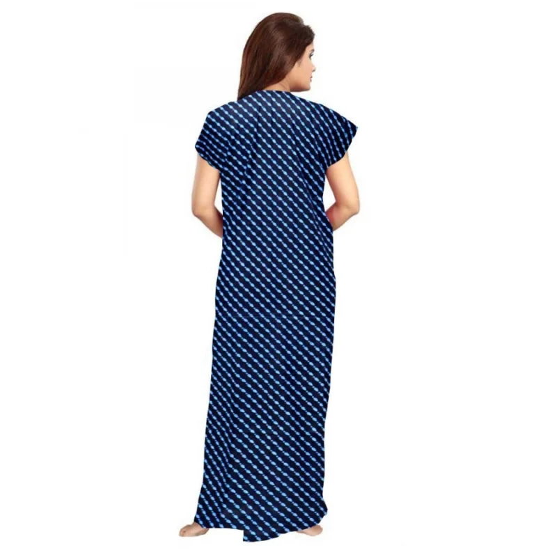 Alternative view of Women's Cotton Printed Maxi Nighty (Blue)