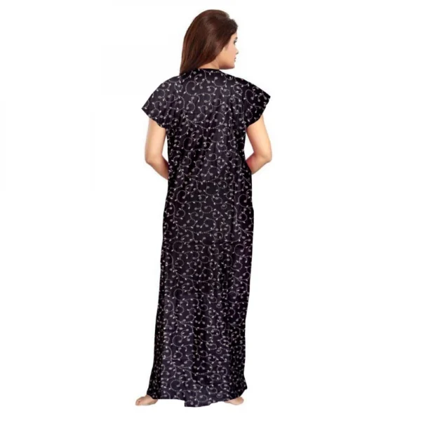 Women's Cotton Printed Maxi Nighty (Grey) - Image 3