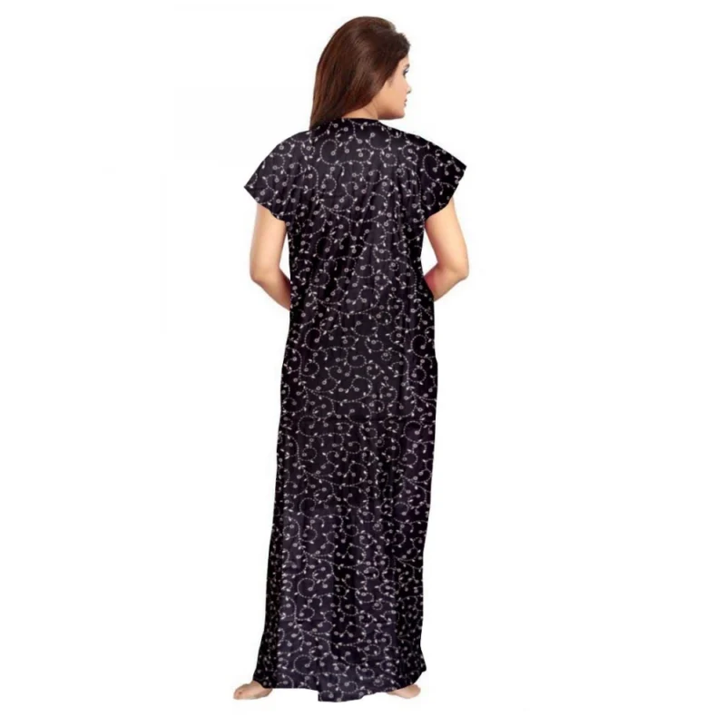 Alternative view of Women's Cotton Printed Maxi Nighty (Grey)