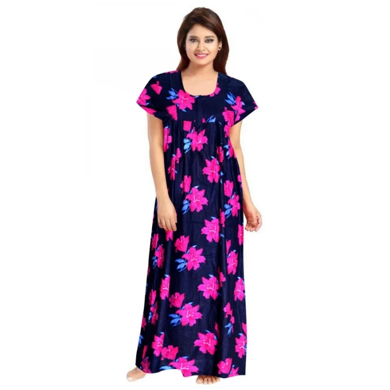 Alternative view of Women's Cotton Printed Maxi Nighty (Pink)