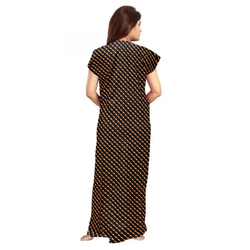 Alternative view of Women's Cotton Printed Maxi Nighty (Brown)
