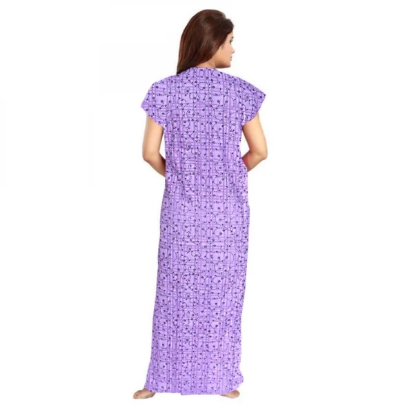 Women's Cotton Printed Maxi Nighty (Lavender) - Image 3