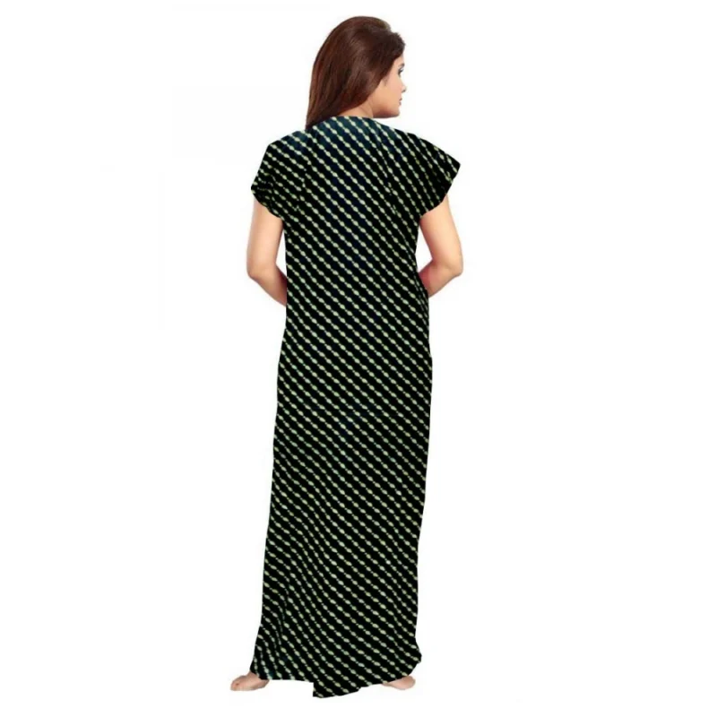 Alternative view of Women's Cotton Printed Maxi Nighty (Green)