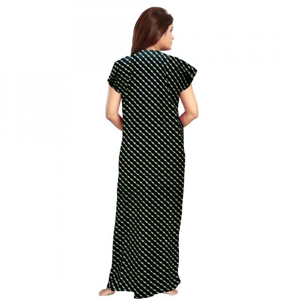 Women's Cotton Printed Maxi Nighty (Green) - Image 2