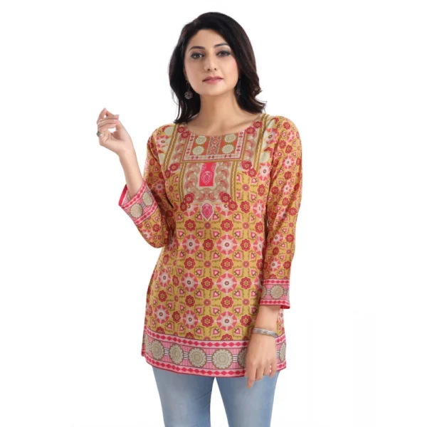 Generic Women's 3/4th Sleeve Faux Crepe Tunic Short Top (Multicolor) - Image 3