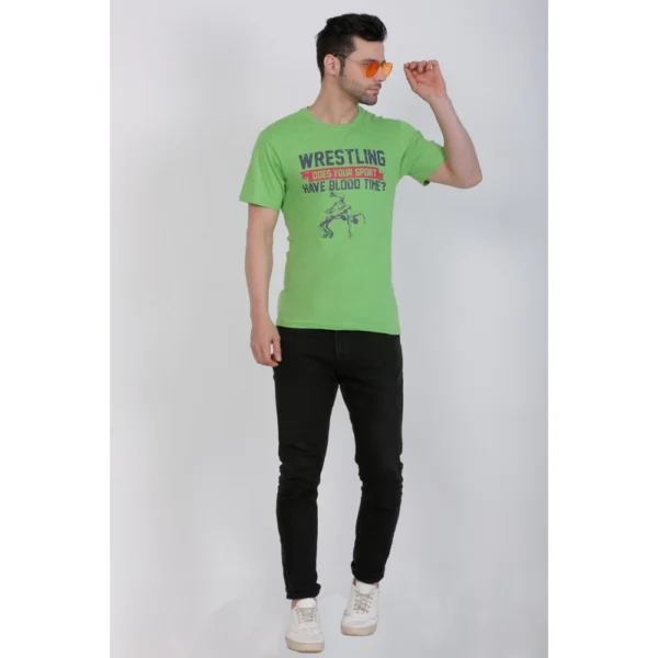 Men's Cotton Jersey Round Neck Printed Tshirt (Pale Green) - Image 3