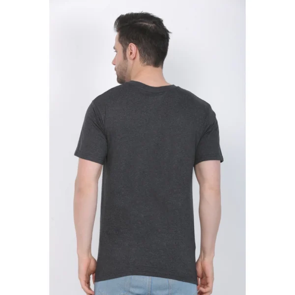 Men's Cotton Jersey Round Neck Plain Tshirt (Charcoal Melange) - Image 3
