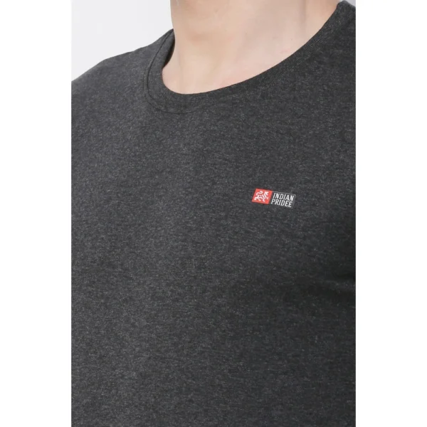 Men's Cotton Jersey Round Neck Plain Tshirt (Charcoal Melange) - Image 5
