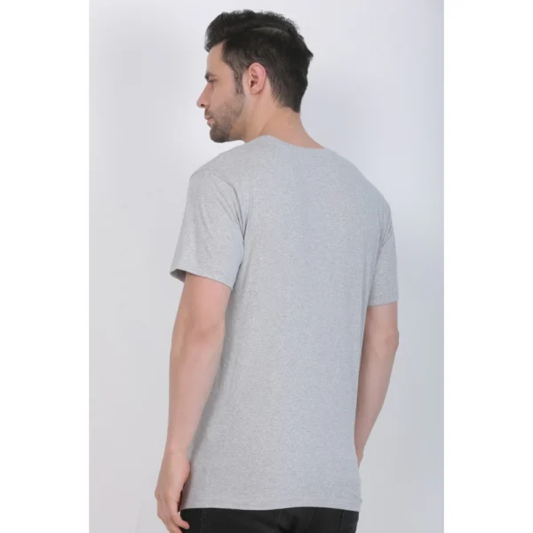 Men's Cotton Jersey Round Neck Plain Tshirt (Grey Melange) - Image 2