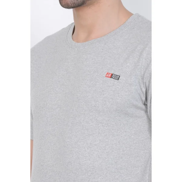 Men's Cotton Jersey Round Neck Plain Tshirt (Grey Melange) - Image 4