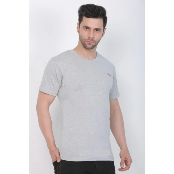 Men's Cotton Jersey Round Neck Plain Tshirt (Grey Melange) - Image 5