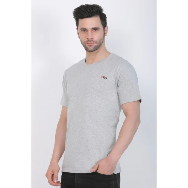 Men's Cotton Jersey Round Neck Plain Tshirt (Grey Melange) - Image 7