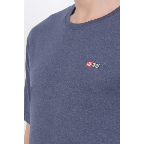 Men's Cotton Jersey Round Neck Plain Tshirt (Blue Melange) - Image 5