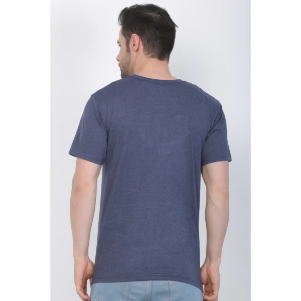 Men's Cotton Jersey Round Neck Printed Tshirt (Blue Melange) - Image 5