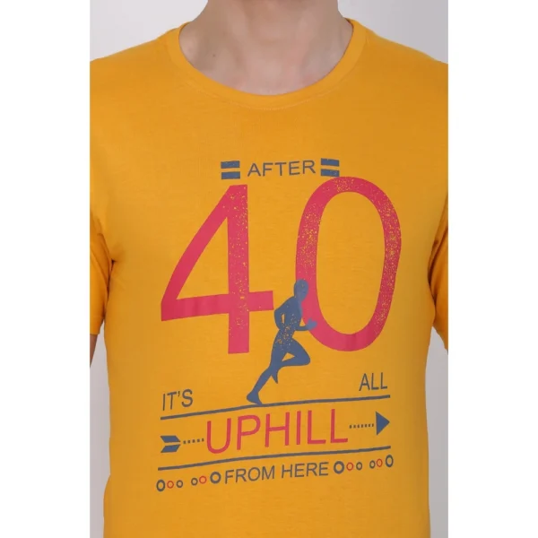 Men's Cotton Jersey Round Neck Printed Tshirt (Mustard Yellow) - Image 4