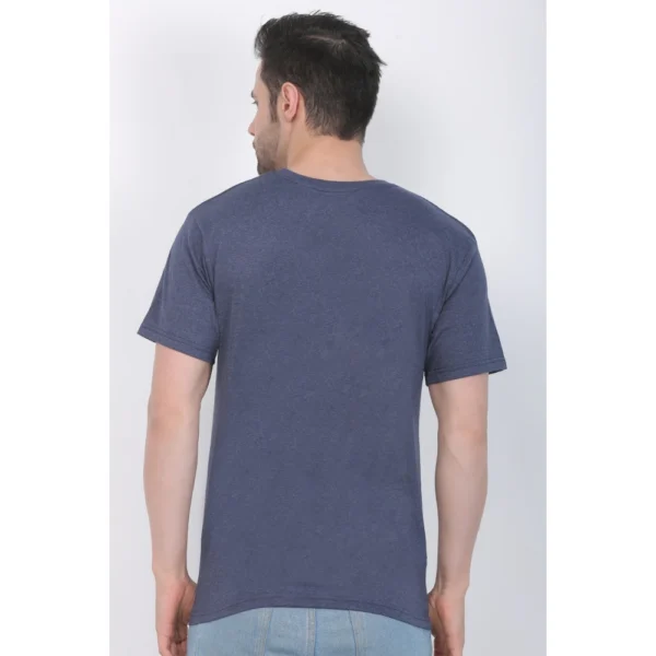 Men's Cotton Jersey Round Neck Plain Tshirt (Blue Melange) - Image 2