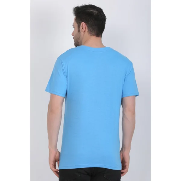Men's Cotton Jersey Round Neck Printed Tshirt (Turquoise Blue) - Image 2