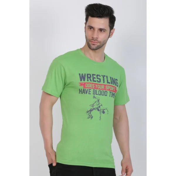 Men's Cotton Jersey Round Neck Printed Tshirt (Pale Green) - Image 5