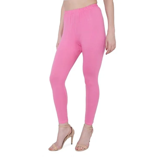 Generic Women's Cotton Stretchable Skin Fit Ankle Length Leggings (Pink) - Image 4