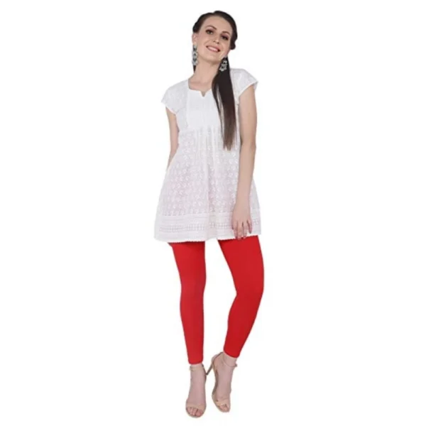 Generic Women's Cotton Stretchable Skin Fit Ankle Length Leggings (Red) - Image 2