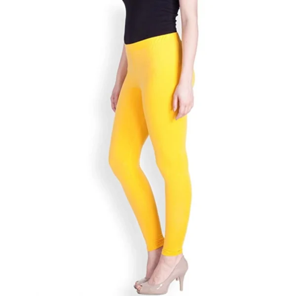 Generic Women's Cotton Stretchable Skin Fit Ankle Length Leggings (Yellow) - Image 3