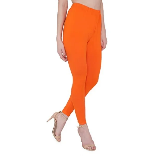 Generic Women's Cotton Stretchable Skin Fit Ankle Length Leggings (Orange) - Image 4