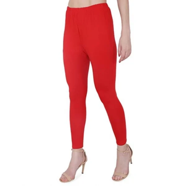 Generic Women's Cotton Stretchable Skin Fit Ankle Length Leggings (Red) - Image 4