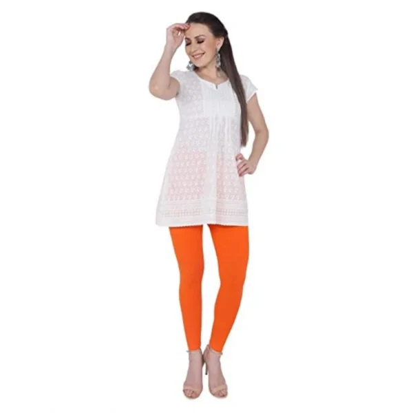 Generic Women's Cotton Stretchable Skin Fit Ankle Length Leggings (Orange) - Image 2