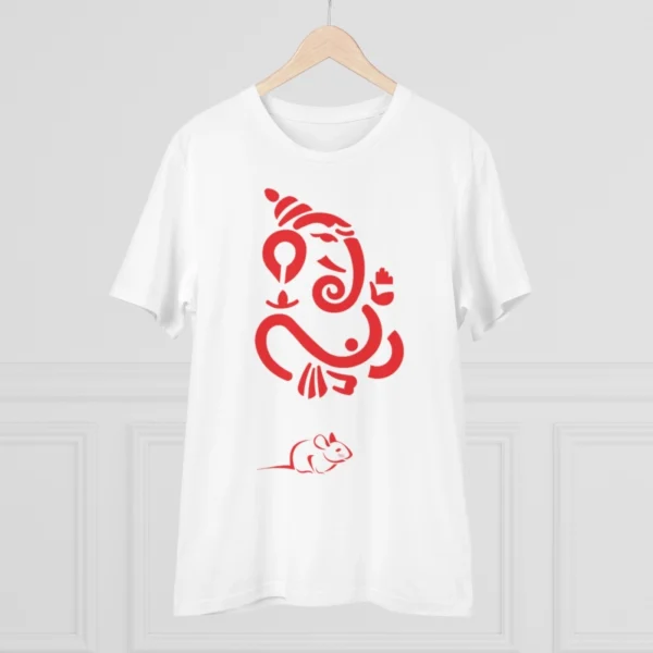 Men's PC Cotton Ganesh Printed T Shirt (Color: White, Thread Count: 180GSM) - Image 2