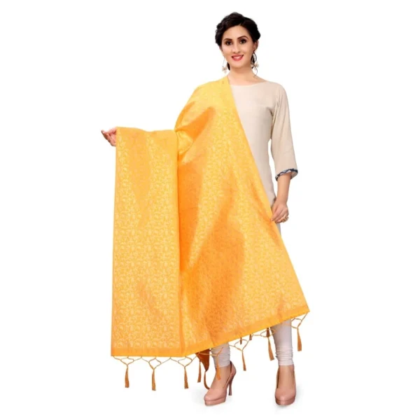 Generic Women's Silk Pure weaving Work Duppatta (Honey, Length: 2-2.3 Mtrs) - Image 2