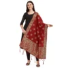 Women's Silk Pure Zari weaving Duppatta (Maroon, Length: 2-2.3 Mtrs)