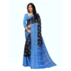 Generic Women's Georgette Printed Saree With Unstitched Blouse (Blue)
