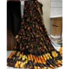 Generic Women's Satin Patta Printed Saree With Unstitched Blouse (Brown)