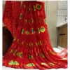 Generic Women's Satin Patta Printed Saree With Unstitched Blouse (Red)