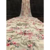 Generic Women's Georgette Printed Saree With Unstitched Blouse (Offwhite)
