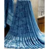 Generic Women's Satin Patta Printed Saree With Unstitched Blouse (Blue)