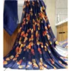Generic Women's Satin Patta Printed Saree With Unstitched Blouse (Blue)