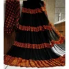 Generic Women's Satin Patta Printed Saree With Unstitched Blouse (Orange)