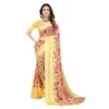 Generic Women's Satin Patta Printed Saree With Unstitched Blouse (Yellow)