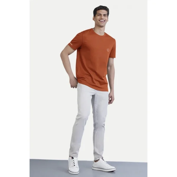 Men's?Casual Half sleeve Solid?Polyester Crew Neck T-shirt (Rust) - Image 5