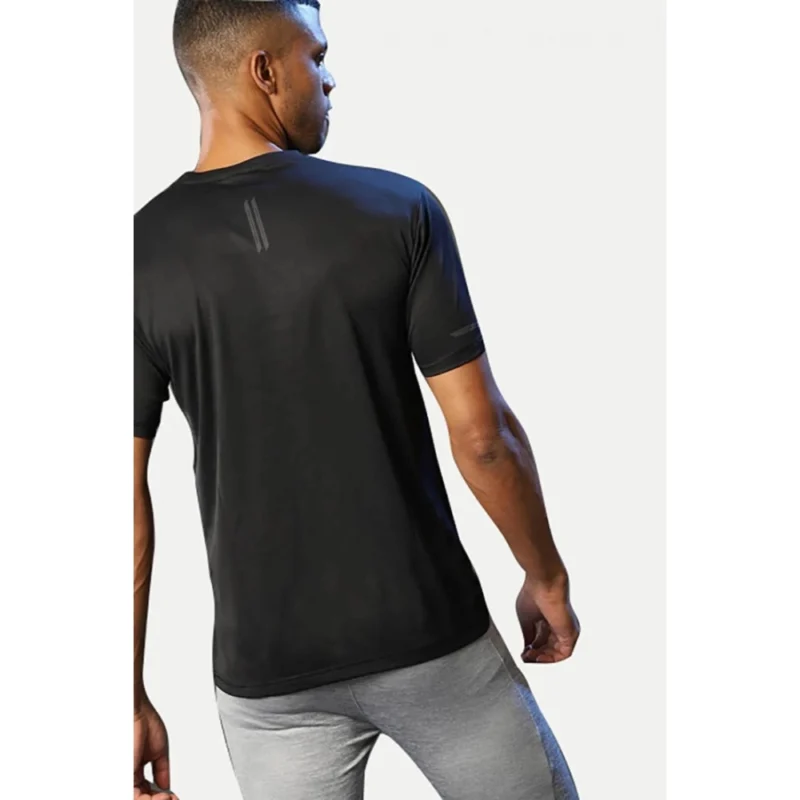 Alternative view of Men's?Casual Half sleeve Solid?Polyester Crew Neck T-shirt (Black)